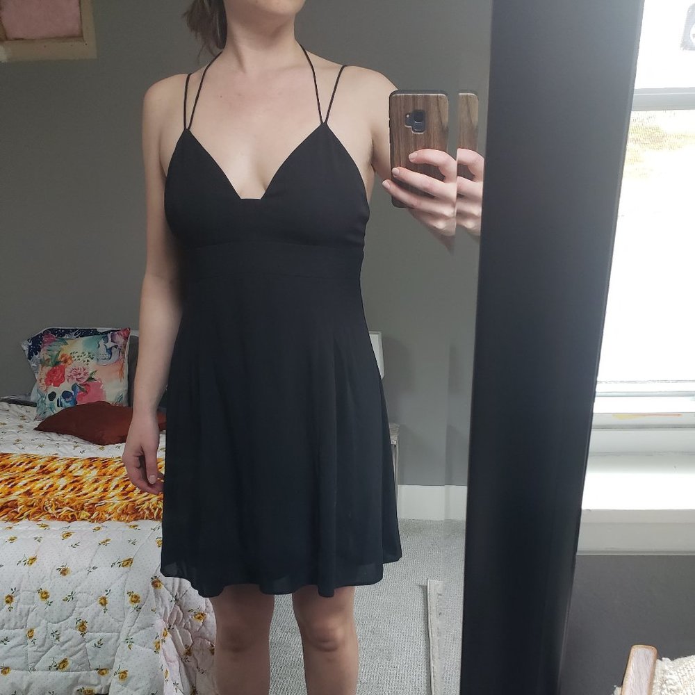 strappy back a line deep plunge LBD
